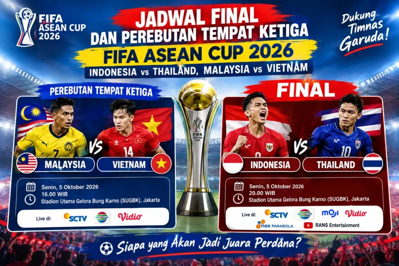 Jadwal Final dan Perebutan Tempat Ketiga FIFA ASEAN Cup 2026 Indonesia vs Thailand, Malaysia vs Vietnam.webp
